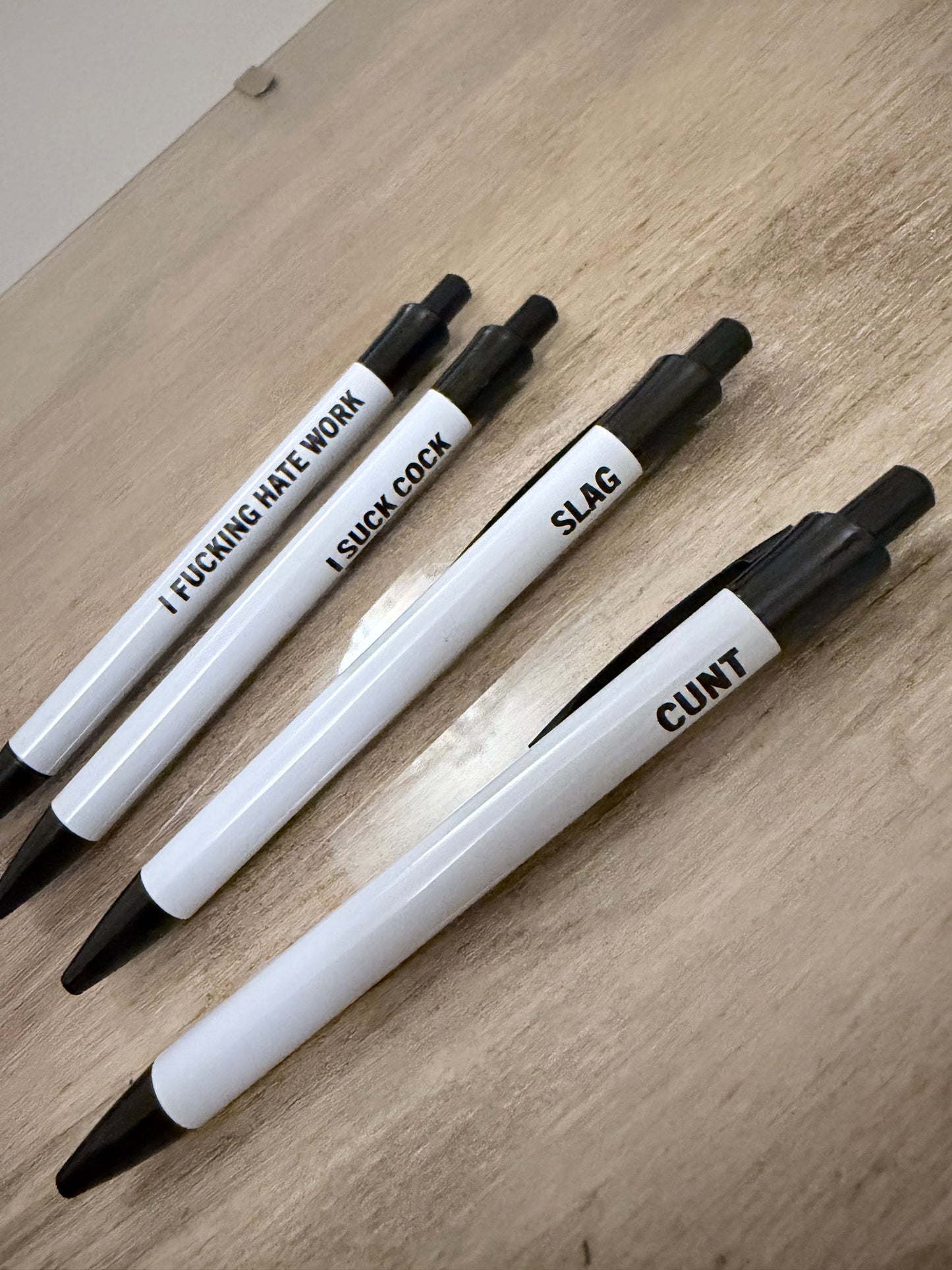 🖊️ Secret Santa Funny Pens - Rude Offensive 18+ Naughty Office Stationary Pen Biro Black Ink Present Stocking Filler Meme Quirky Text Gift