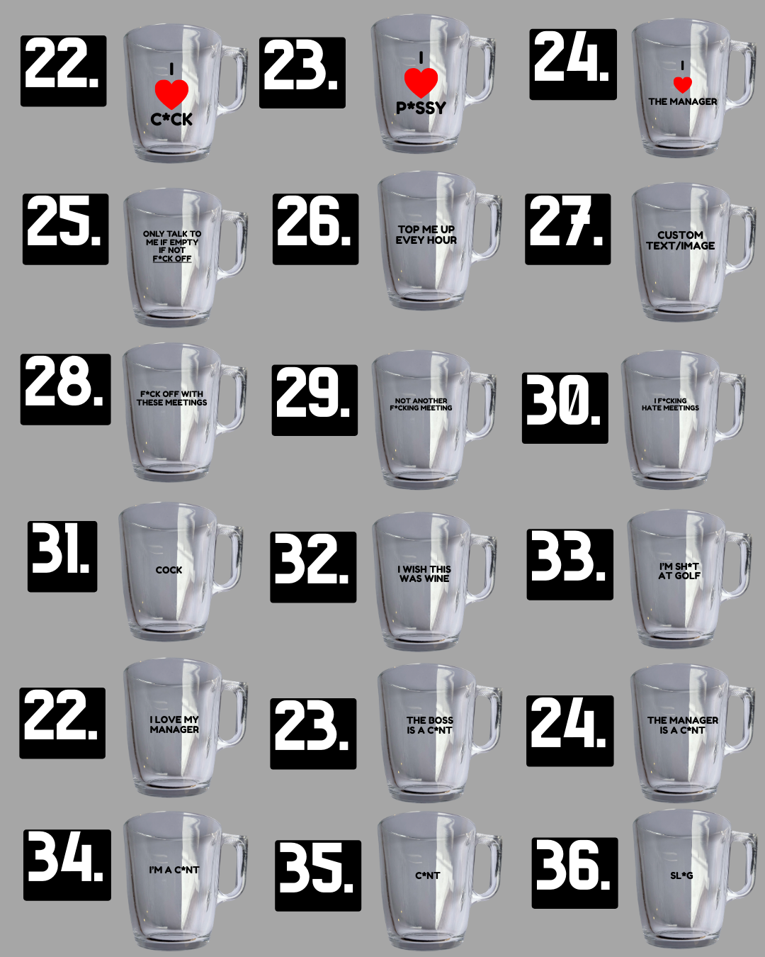 ☕️ Secret Santa Funny Mugs - Rude Offensive 18+ Naughty Office Coffee Tea Latte Glass Tumbler Present Stocking Filler Meme Quirky Text Gift