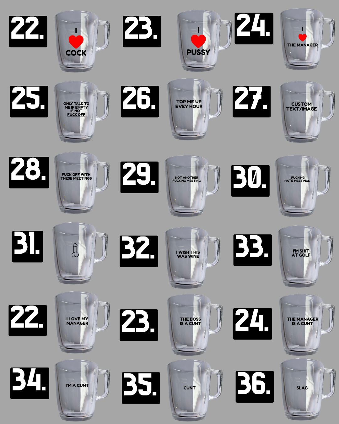 ☕️ Secret Santa Funny Mugs - Rude Offensive 18+ Naughty Office Coffee Tea Latte Glass Tumbler Present Stocking Filler Meme Quirky Text Gift