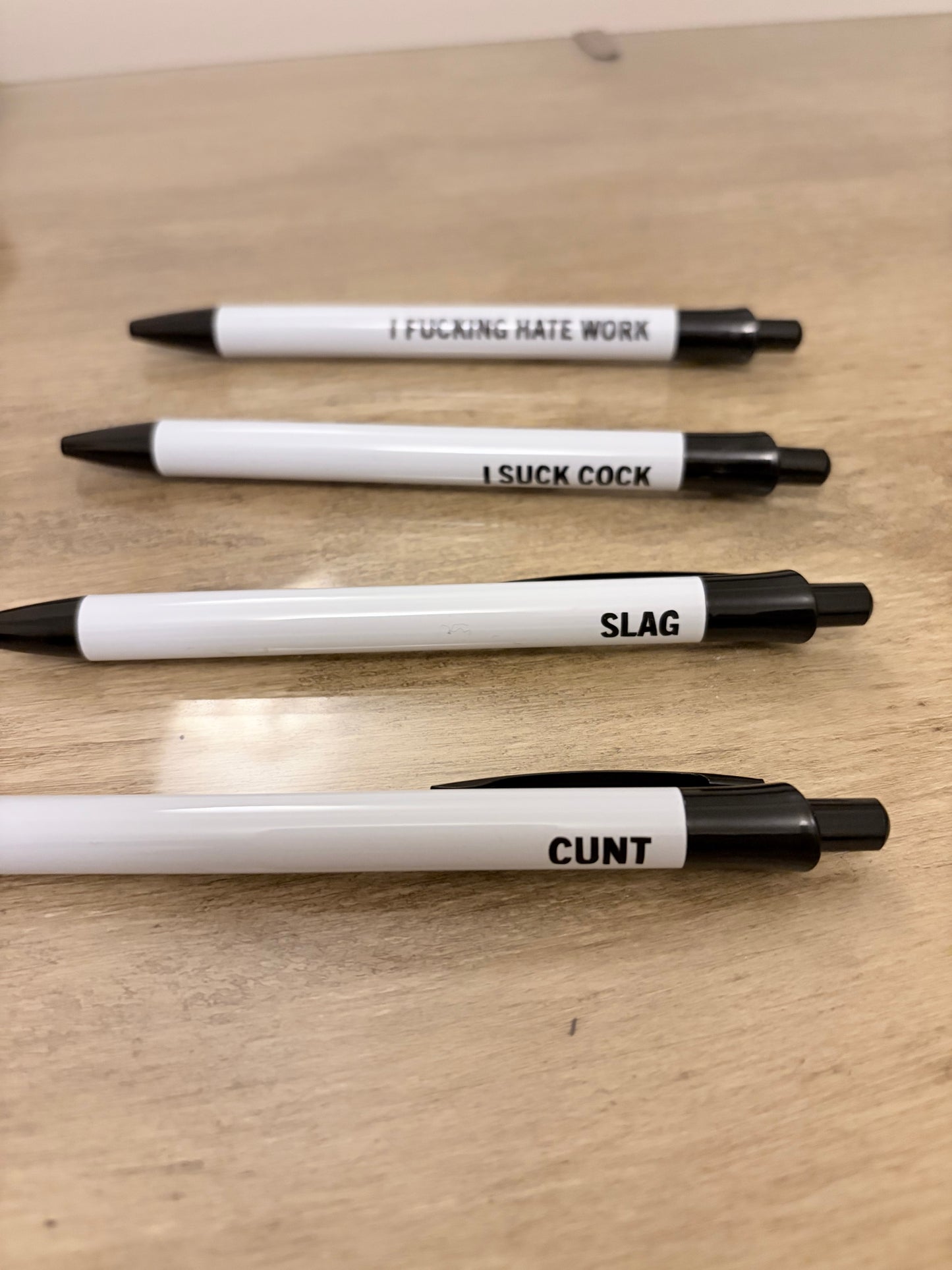 🖊️ Secret Santa Funny Pens - Rude Offensive 18+ Naughty Office Stationary Pen Biro Black Ink Present Stocking Filler Meme Quirky Text Gift