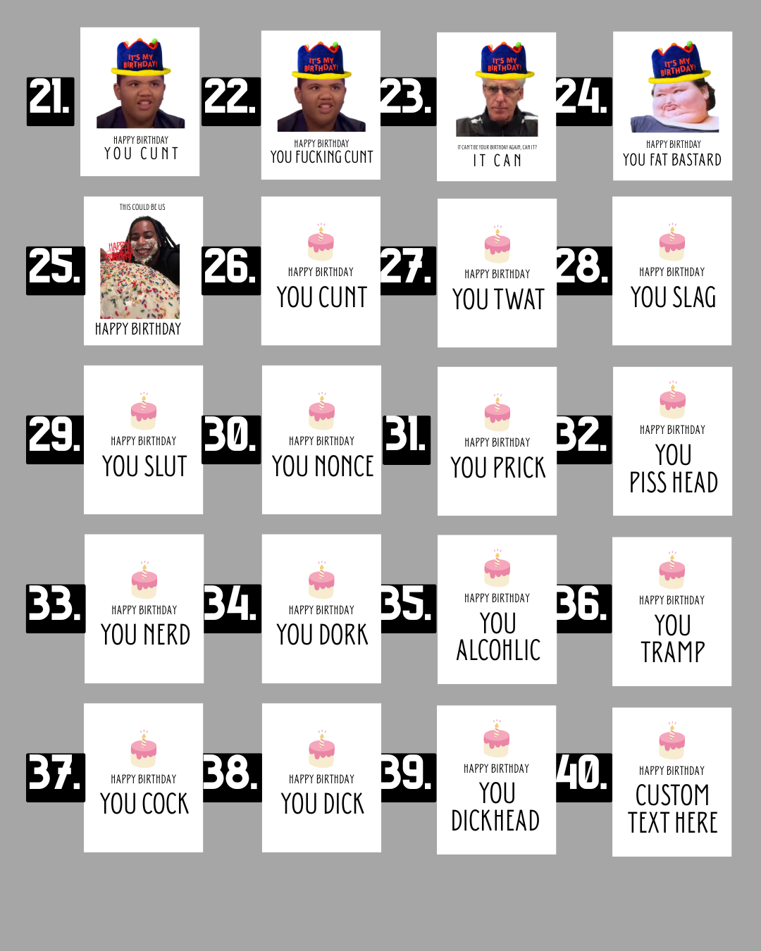 Rude Greeting Cards - Christmas Birthday Funny Offensive 18+ Naughty Office Present Stocking Filler Meme Quirky Text Gift Customisable Personalised Card Envelope